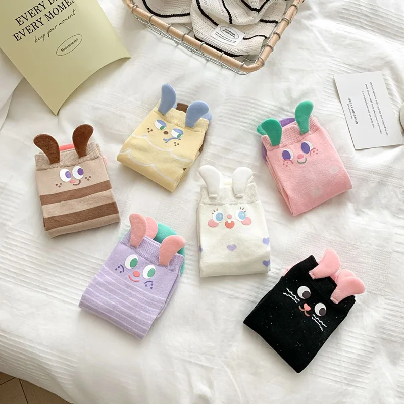 6 Pair Pack Funny Creative Cartoon Ears Lovely Kawaii Low Cut Tube Boat Sock Japan Fashion Harajuku High School Girls Socks Set