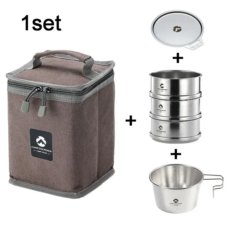 

CAMPINGMOON S362 Outdoor Camping Picnic Steamer Picnic Portable Bowl and Pot Partition Steam Drawer Titanium Pot Campsite