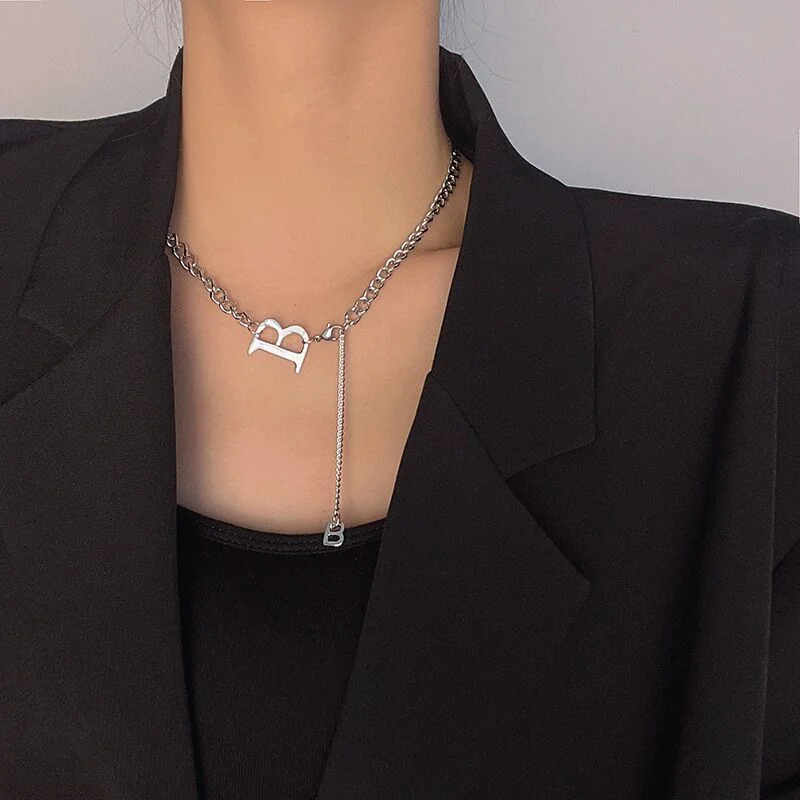 Fashion Classic B Letter Pendant Necklace For Woman 2022 New Gothic Korean Jewelry Hip Hop Party Girl's Sexy Clavicle Chain