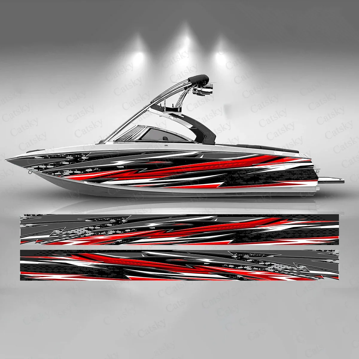 Colorful Fluorescence Art Various Differ Lines Boat Sticker Vinyl Ship Pontoon Deck Boat Fishing Decorative Pontoon Boats Decal