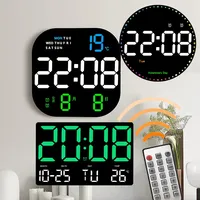 10Inch Digital Led Wall Clock Calendar with Alarms Large Screen Temperature Humidity Wall Watch Home Living Room Decoration