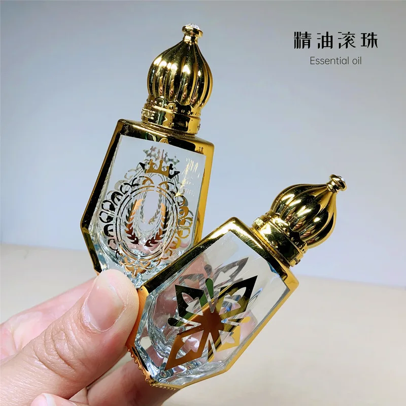 12ML Essential Oil Bottles Gold Glass Bottles With Roller Balls Perfume Bottles Roll On Bottles With Crown Cap