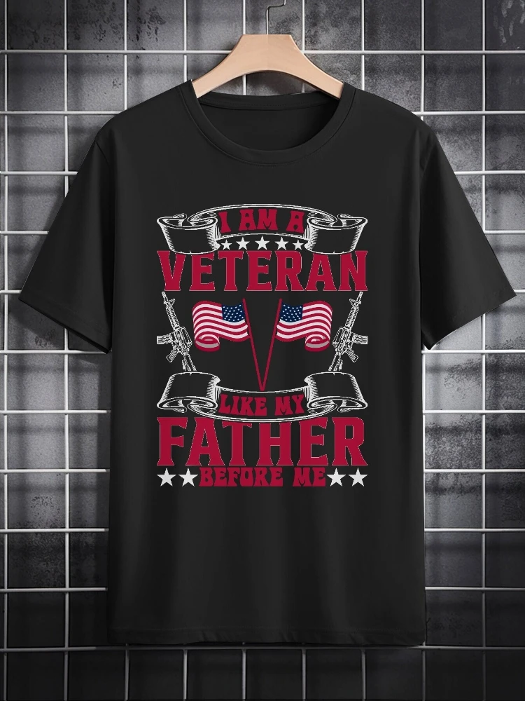 

with Veteran Graphic,Patriotic Theme design-100% cotton summer O-neck short sleeve casual printed men's T-shirt.