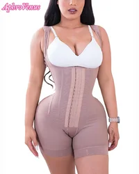 women body shaper Open chest sleeveless jumpsuit Fish bone three row buckle wide shoulder strap Postpartum repair pants