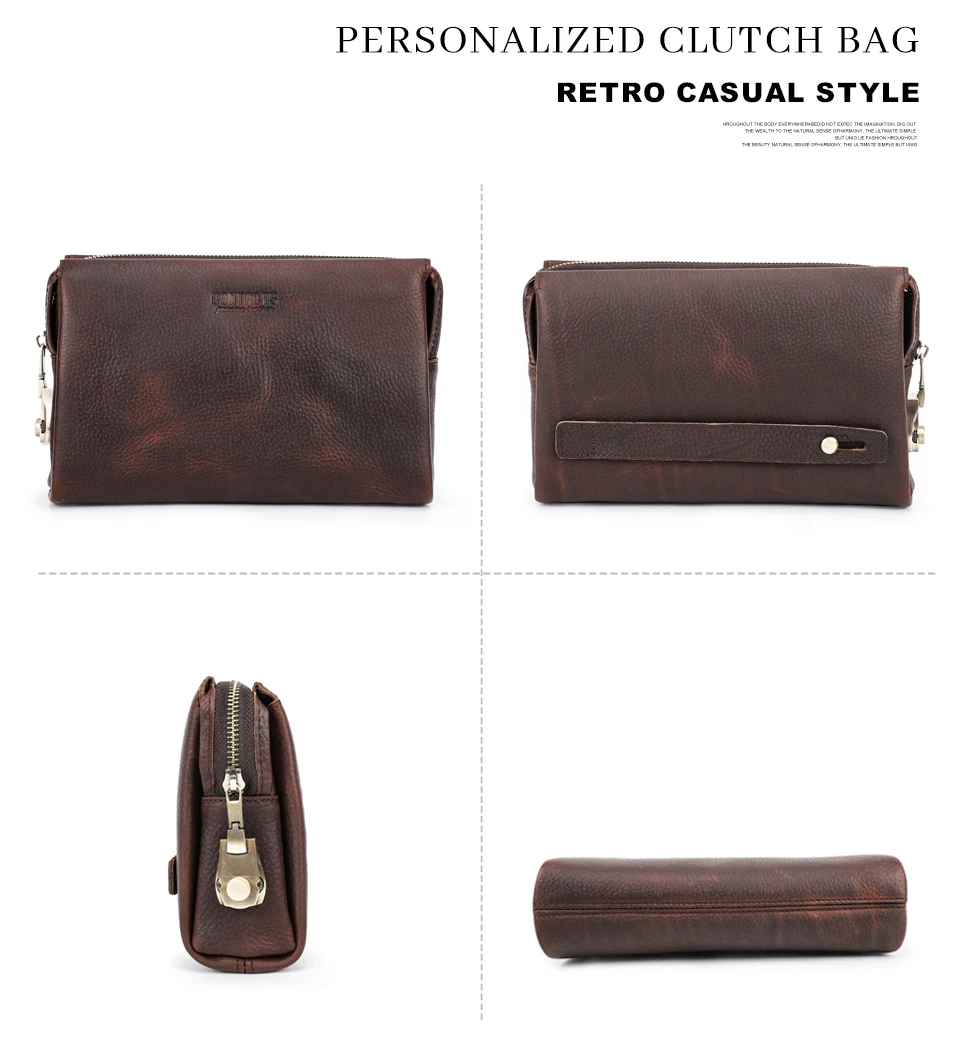 CONTACT'S Herren-Clutch mit Passwortschloss-Design, Langlebige Handtasche mit Reißverschluss, Herren-Geschäftslangbörse aus Echtleder, Handytasche – Detail 18