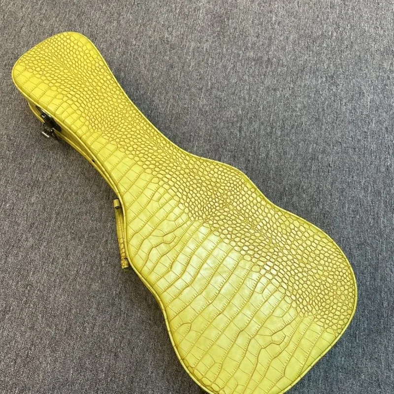 26 Inch Leather Ukulele Box Fleece-lined Shockproof Waterproof Portable Yellow Hard Ukulele Case Musical Instrument Accessories