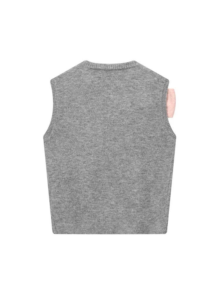 Atasan Rajut Tanpa Lengan HH Bow Trim Camisole untuk Wanita, Musim Semi Musim Panas, Ringan, Meniruskan, Manis, Rajutan, Tank Chic, Lapisan Dasar