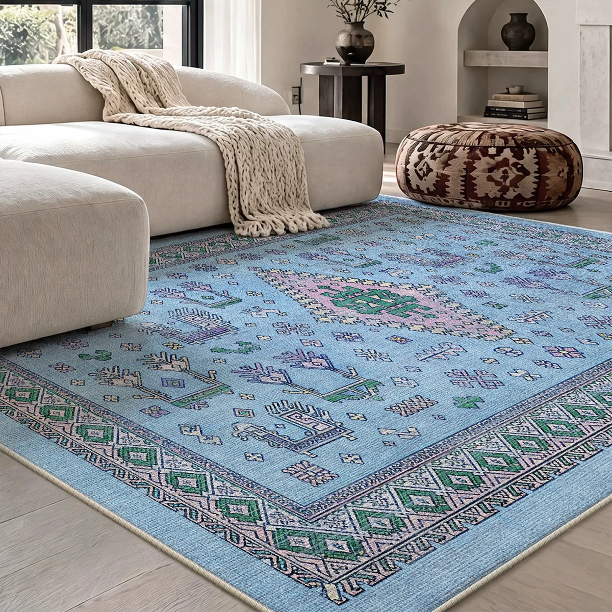 Vintage Boho Ethnic Tribal Carpet for Living Room Large Area Rug Washable Non-slip Floor Mats Bedroom Bedside Rugs Home Decorate