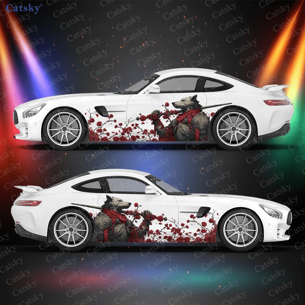 

Волк Рыцарь Красная Роза, украшение на боковую наклейку автомобиля, водонепроницаемая наклейка из ПВХ, устойчивая к царапинам, защита автомобиля, автоаксессуары в подарок