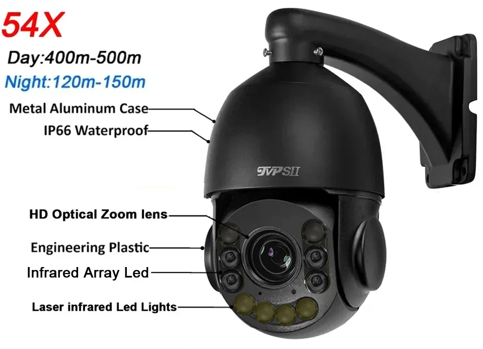 Imagem -03 - Outdoor Onvif Poe Ptz Vigilância ip Câmera Velocidade Dome Metal Full Color Rastreamento Automático Rotação de 360 ° Áudio 8mp Zoom Óptico 54x