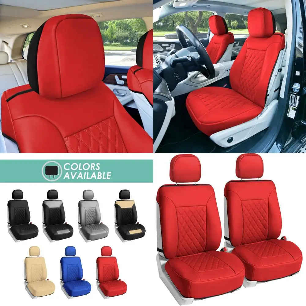 

Car Seat Covers Front Set Faux Leather - Seat Covers for Low Back Seat with Removable Headrest, Universal Fit, Airbag Compatible