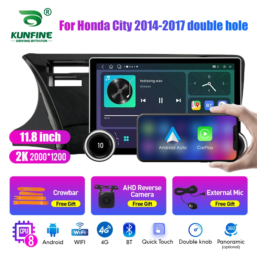 

11.8 Inch 2K Double Knobs 2 Din Car Radio For Honda City 2014-2017 Car Radio DVD Multimedia Video Player Android Auto Carplay