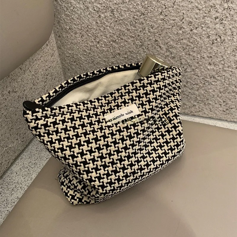 

Сумка Heyoni в стиле ретро с клетчатым узором, женская, высококачественная, маленькая, плетеная, вместительная, портативная косметичка, прямоугольная...