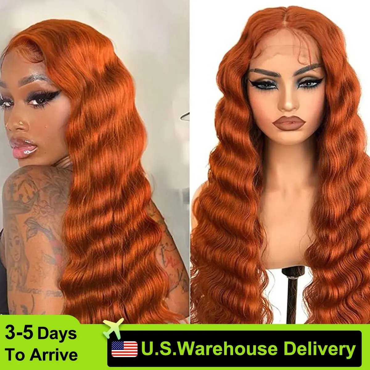 180 밀도 350 생강 루즈 웨이브 레이스 프론트 가발, 오렌지 곱슬, 13x6 인모, 30 인치, 32 인치, 34 인치, 13x4 Hd 레이스 프론트 가발