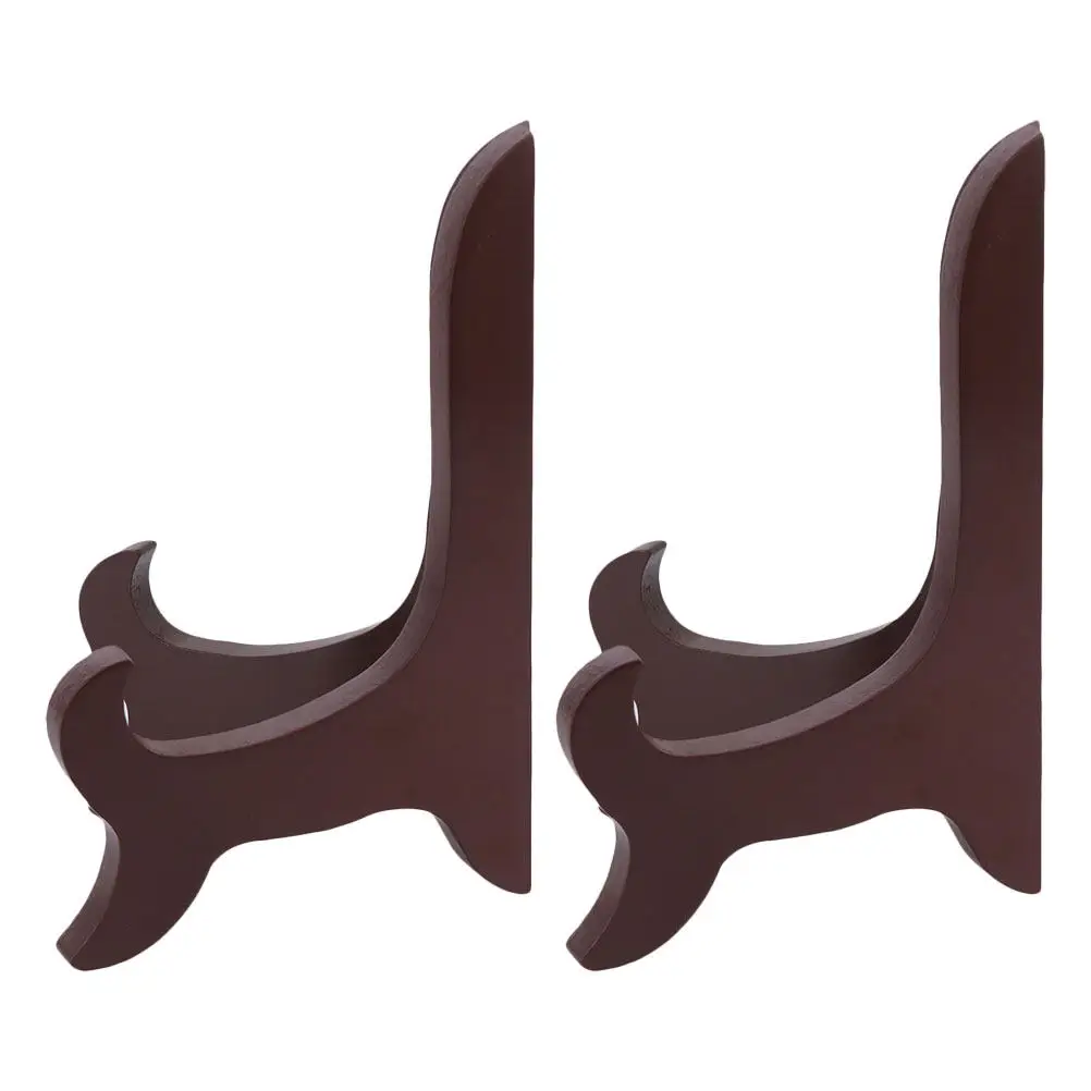 2Pcs Natural Wood Plate Display Rack Tabletop Easel Stand for Home Kitchen Restaurant Reception Area Artwork Picture Frame
