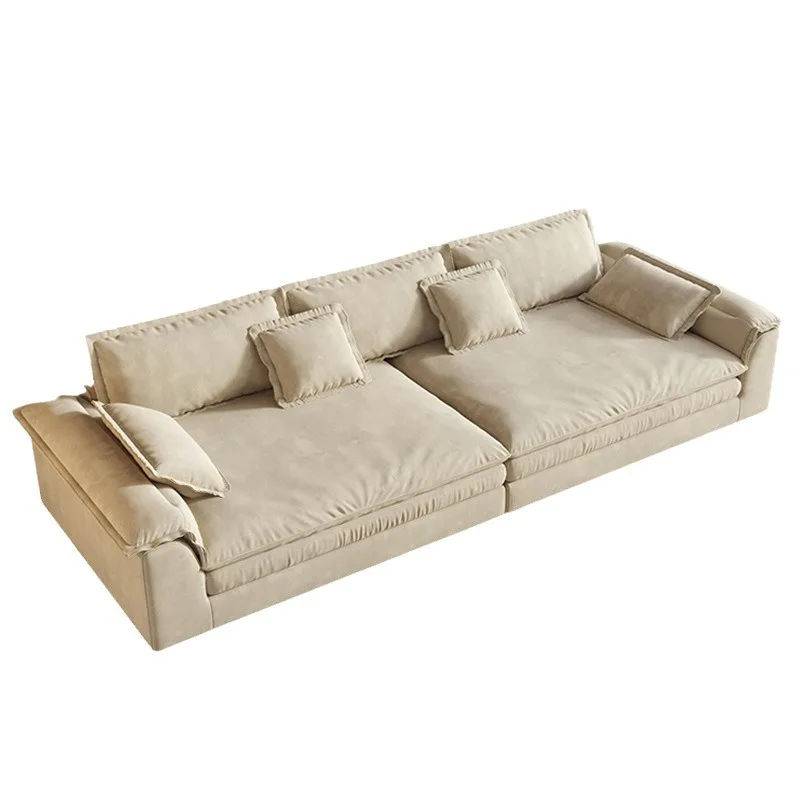 

Super deep sitting wide cream wind sofa, living room small apartment technology cloth straight row sofa