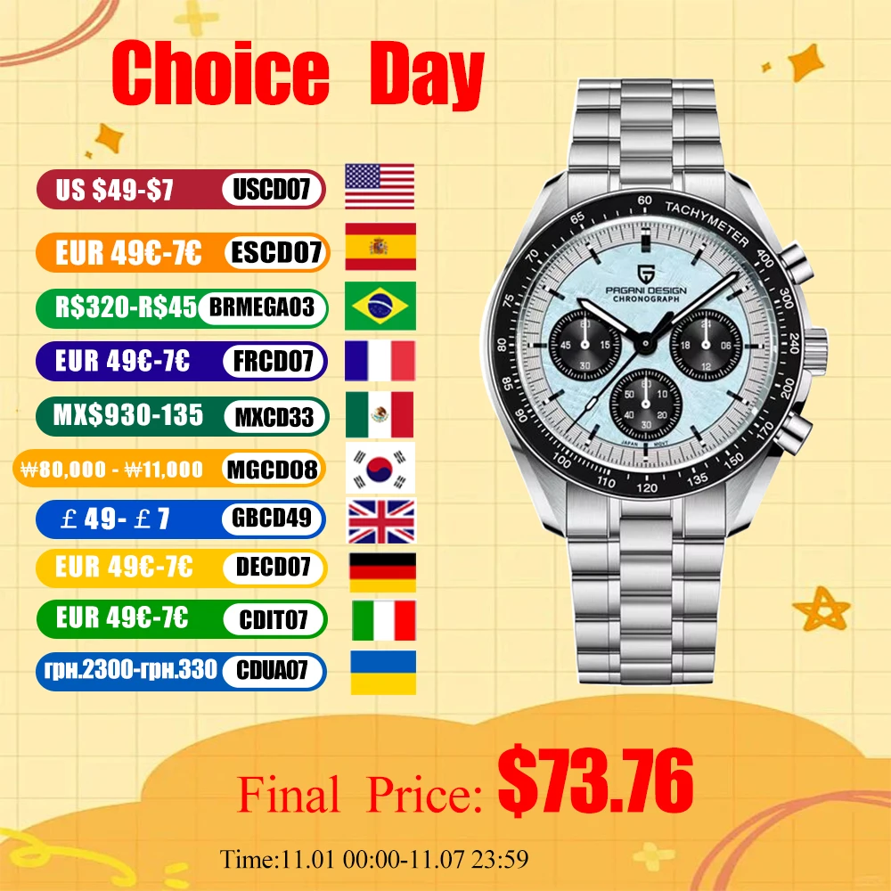 

2025 new pagani design watches for man luxury chronograph mens watch luminous stop watch auto date waterproof clock reloj hombre