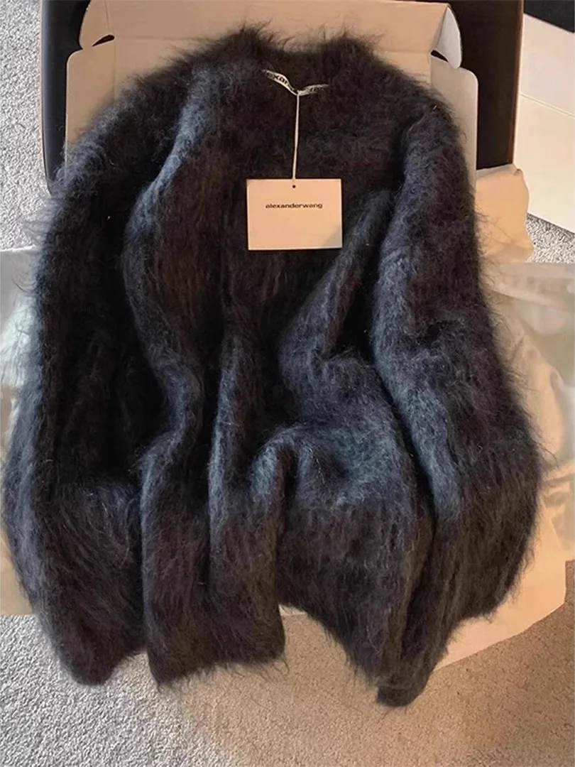 Maglione lavorato a maglia in velluto Mouton caldo da uomo Autunno Inverno Abbigliamento interno Base irt American Lazy Sle Morbida fibra di poliestere