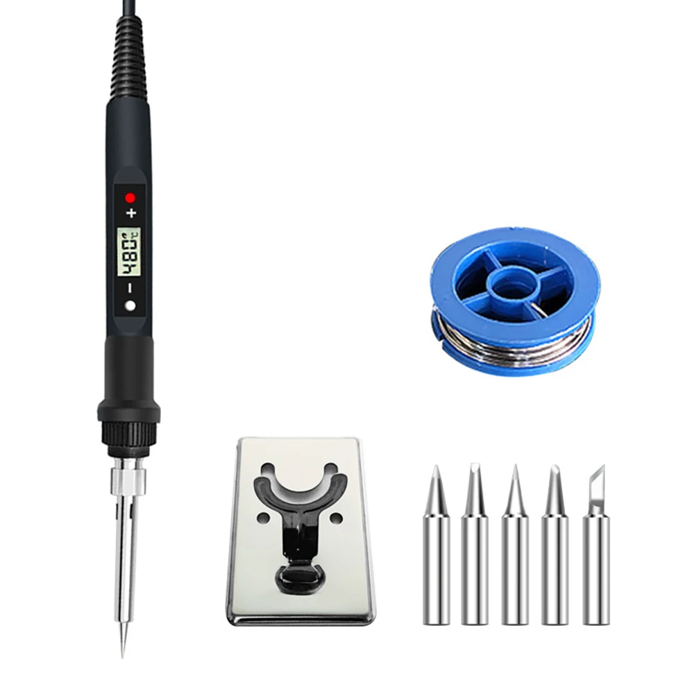 80W Digital Electric Soldering Iron Set Kit 110V US Plug Temperature Adjustable LCD Display Solder Welding Iron Tool Tips