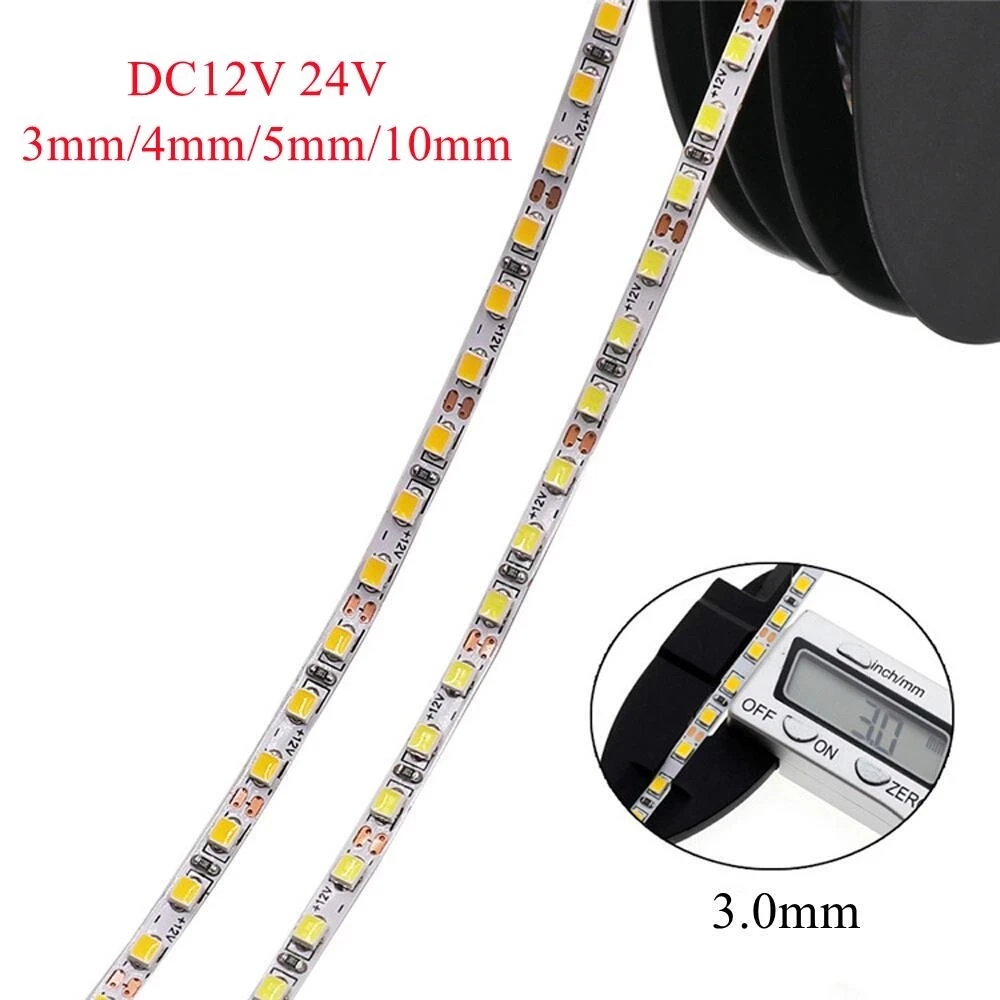 Ultra thin Narrow 3mm 4mm 5mm 8mm LED Strip  CCT RGB 12V 24V 120/240Leds/m Flexible LED Tape Natural White 4000k Red Green Blue