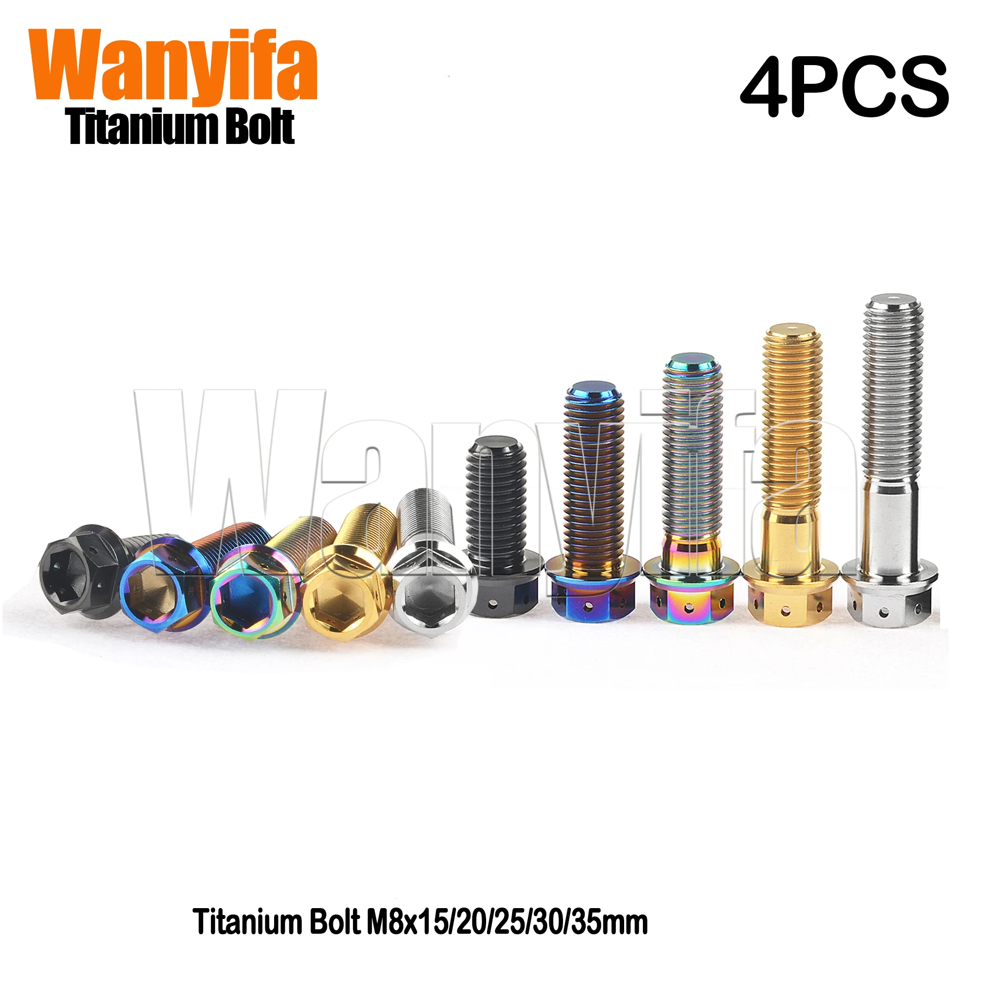 

Wanyifa Titanium Alloy Bolts M8x15/20/25/30/35mm Hex Flange Head Bike Fixing Screws for MTB Part and Cycling Accessory 4Pcs