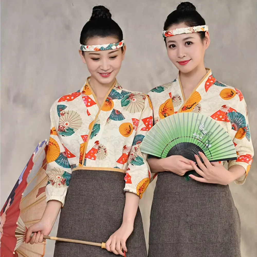 

Men Japanese Cuisine Sushi Food Chef Kimono Robes Waiter Jackets Women Restaurant Kitchen Cook Uniform Tops Apron Work Clothes