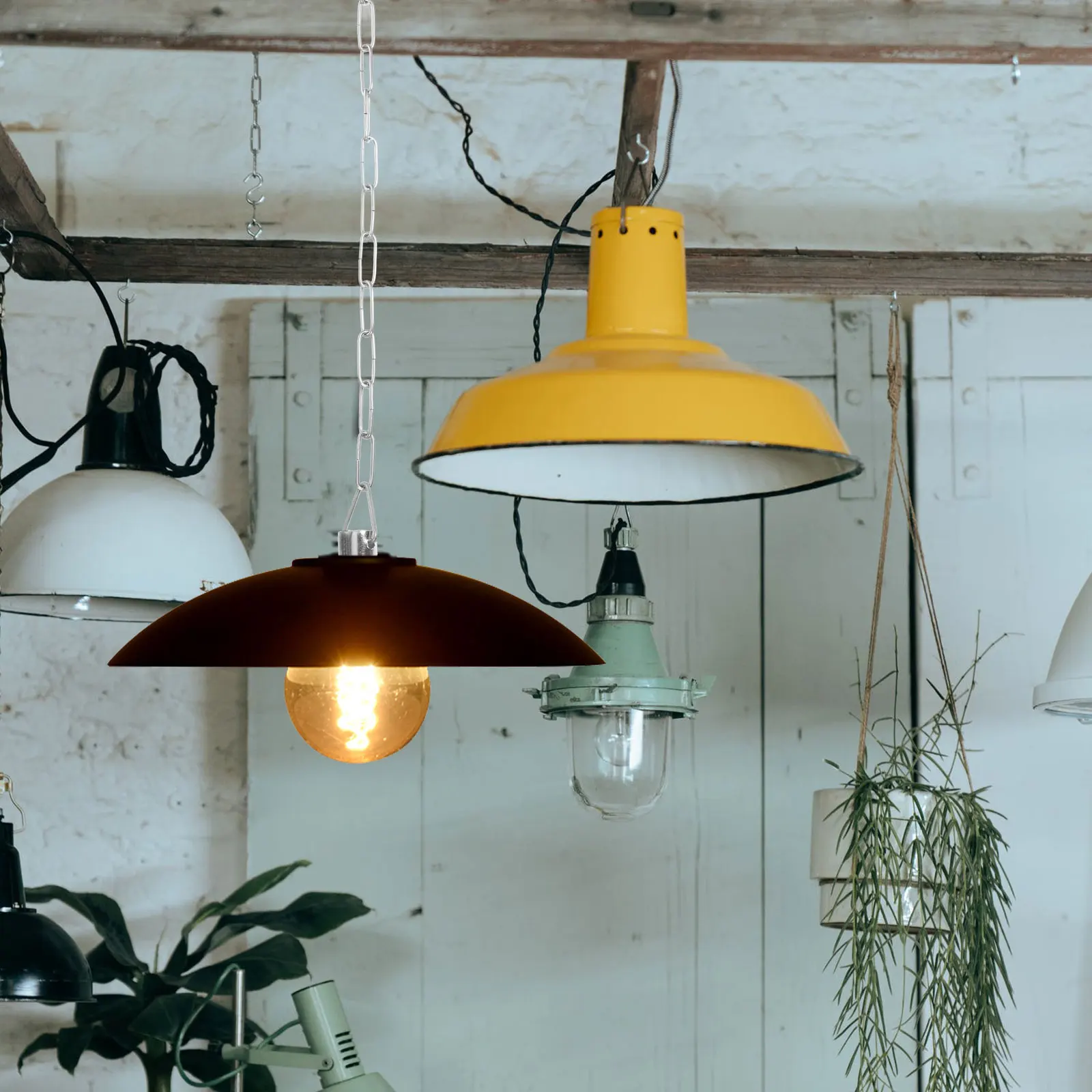 

2pcs Hanging Chain for Mining Lamp Adjustable Length Galvanized Metal Durable Industrial High Ceiling Ch Swing Extension