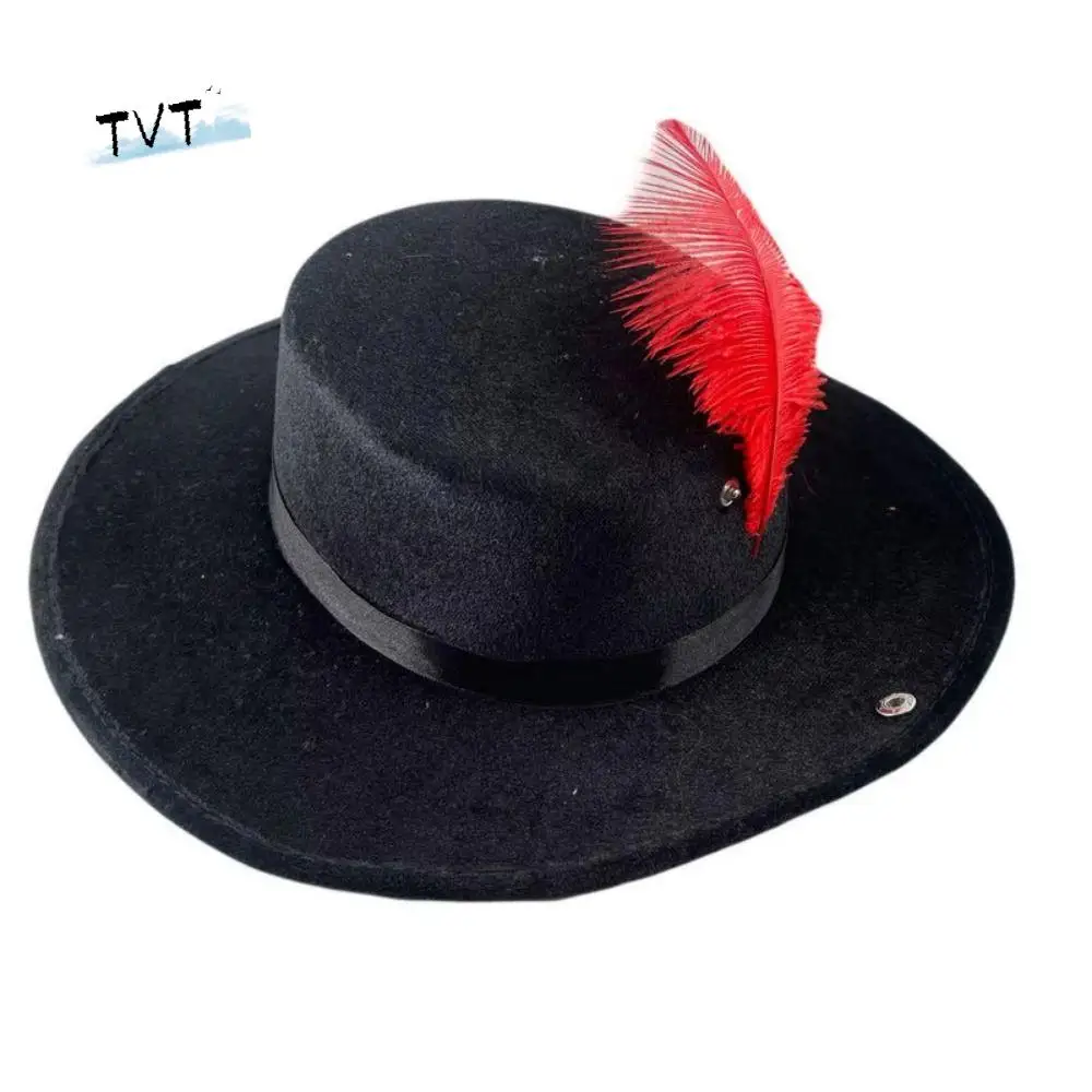 

Wide Brim Gentleman Fedoras Hats Feather Decor Topper Hat Vintage Fedoras Hats Elegant Flat Top 1920s Jazz Hat Halloween