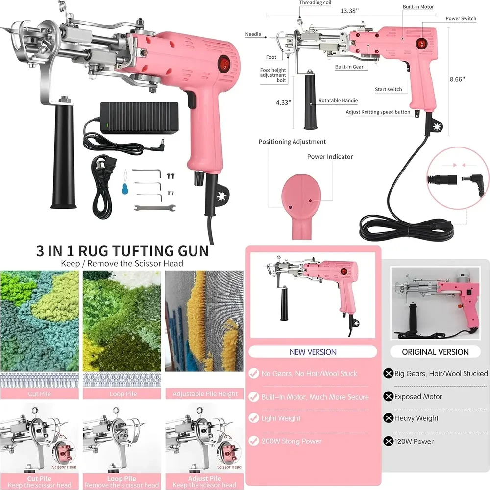(2026) Hot Sale 2 in 1 Cut Pile and Loop Tufted Carpet Felt Carpet Looming Machine Carpet Set for Beginners