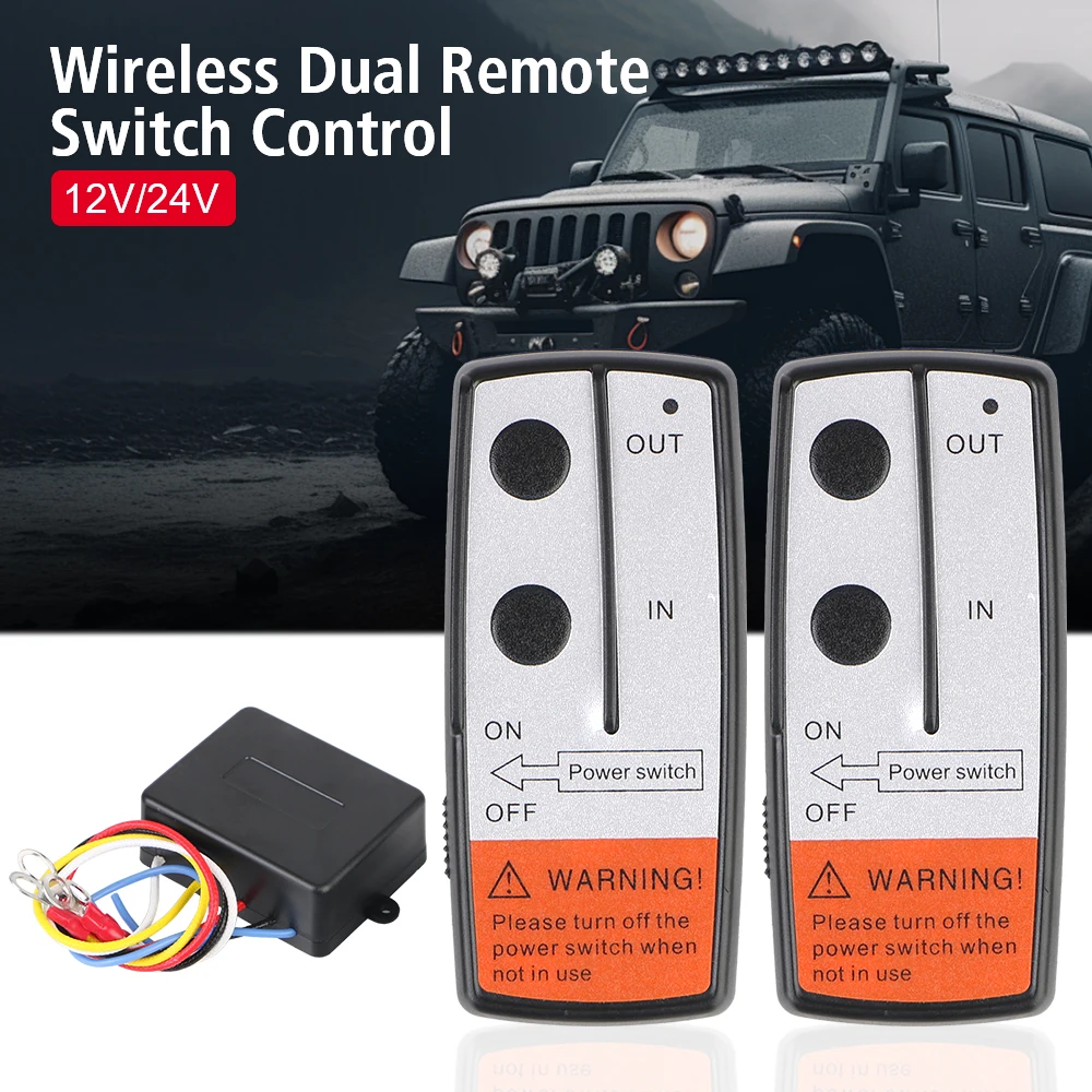 For Jeep Off-road ATV For Recovery Tow Truck Universal Handset Switch Controller 12V 24V Wireless Winch Remote Control System