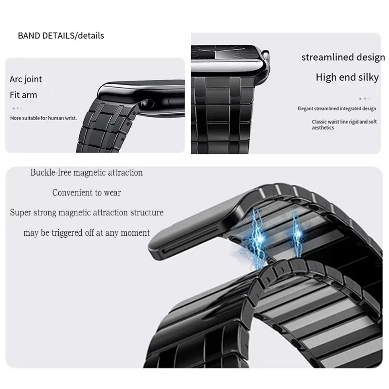 Correa de Metal de acero inoxidable para Apple Watch Ultra 2 49mm 10 46mm 42mm reloj de pulsera magnético 9 8 7 6 5 SE 45mm 41mm 44mm 40mm