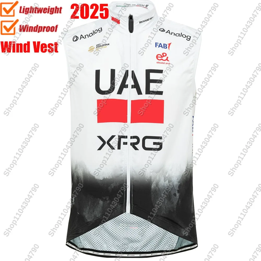 2025 UAE Team Wind Vest Tadej Pogačar Cycling Vest Windproof Lightweight Race Road Cycling Jersey Sleeveless MTB Maillot Ropa