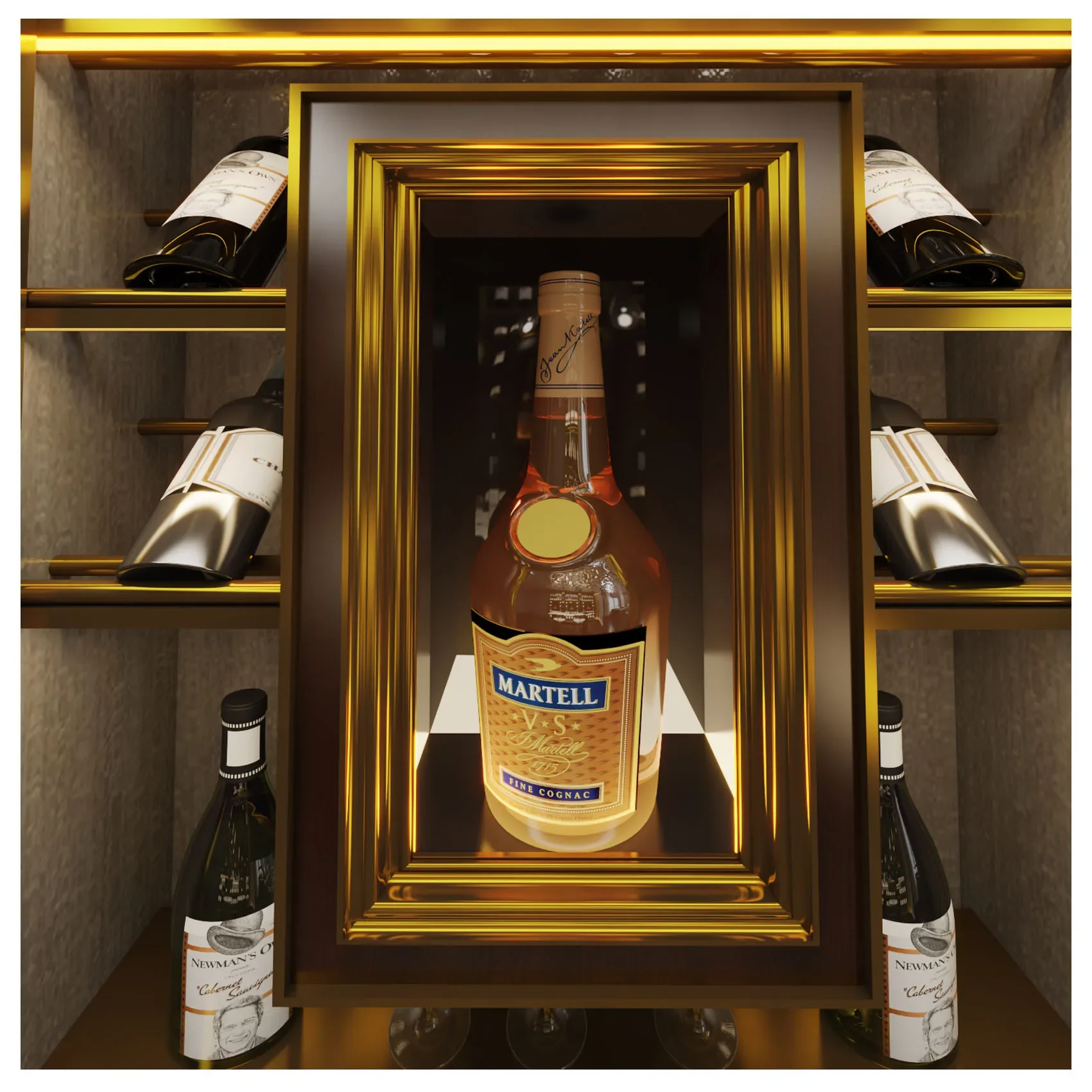 خزانة مشروبات فاخرة من الفولاذ المقاوم للصدأ خزانة عرض قبو النبيذ