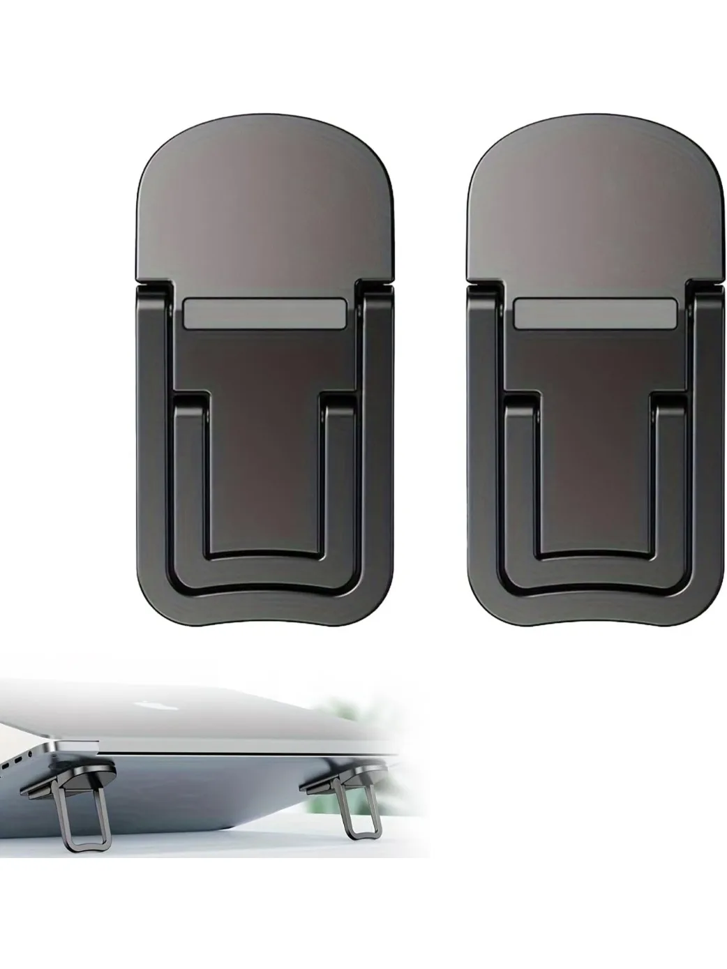Zestaw 2 Regulowanych Podstawek Pod Laptopa, Składane, Dwustopniowe Regulacje Wysokości, Przenośny Podwyższony Stojak na Laptopa do Domu i Biura (Silver) — Zdjęcie 2 z 2