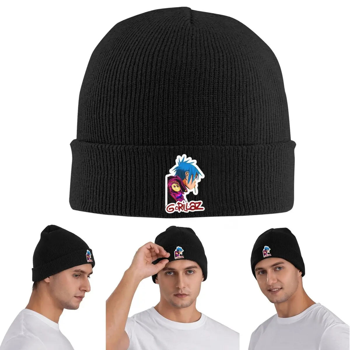 

Теплая вязаная шапка с символом горилла, зимняя вязаная шапка с капюшоном, шапочки Skullies, шапки в стиле хип-хоп для унисекс