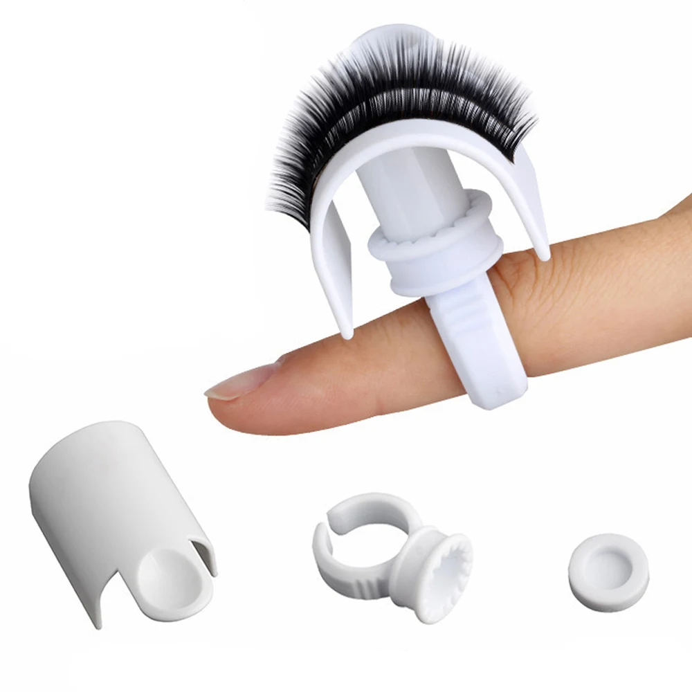 U Shape Ring Strip Grafting False Eyelashes Extension Glue Ring Cup Pallet Holder Set Finger Tool Adhesive Eye Lashes Accessory