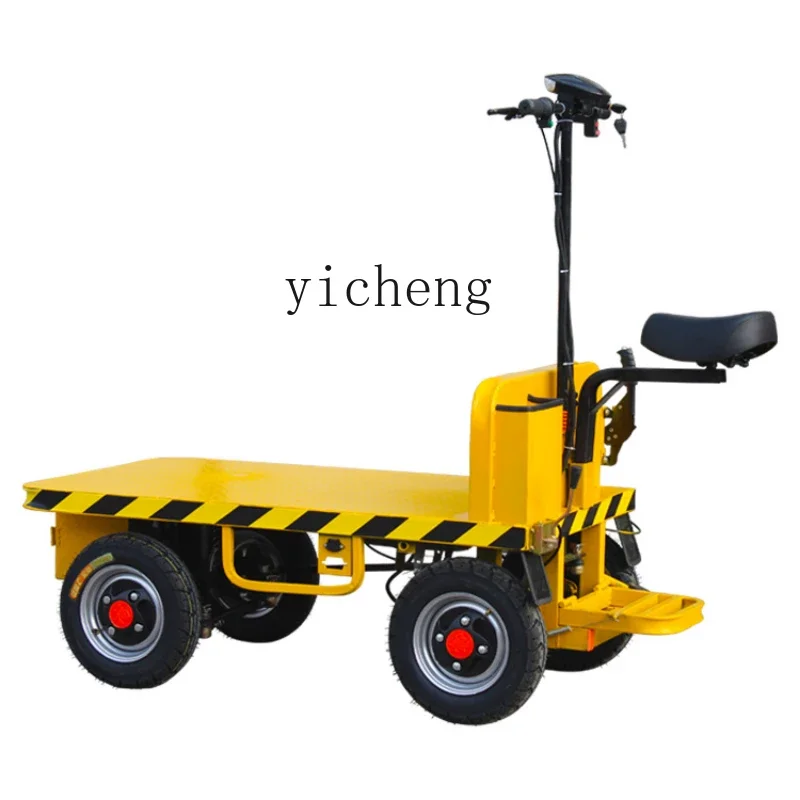 Z electric flat truck, four-wheel load king, pulling goods, warehouse trolley, hand push, stall, small trailer