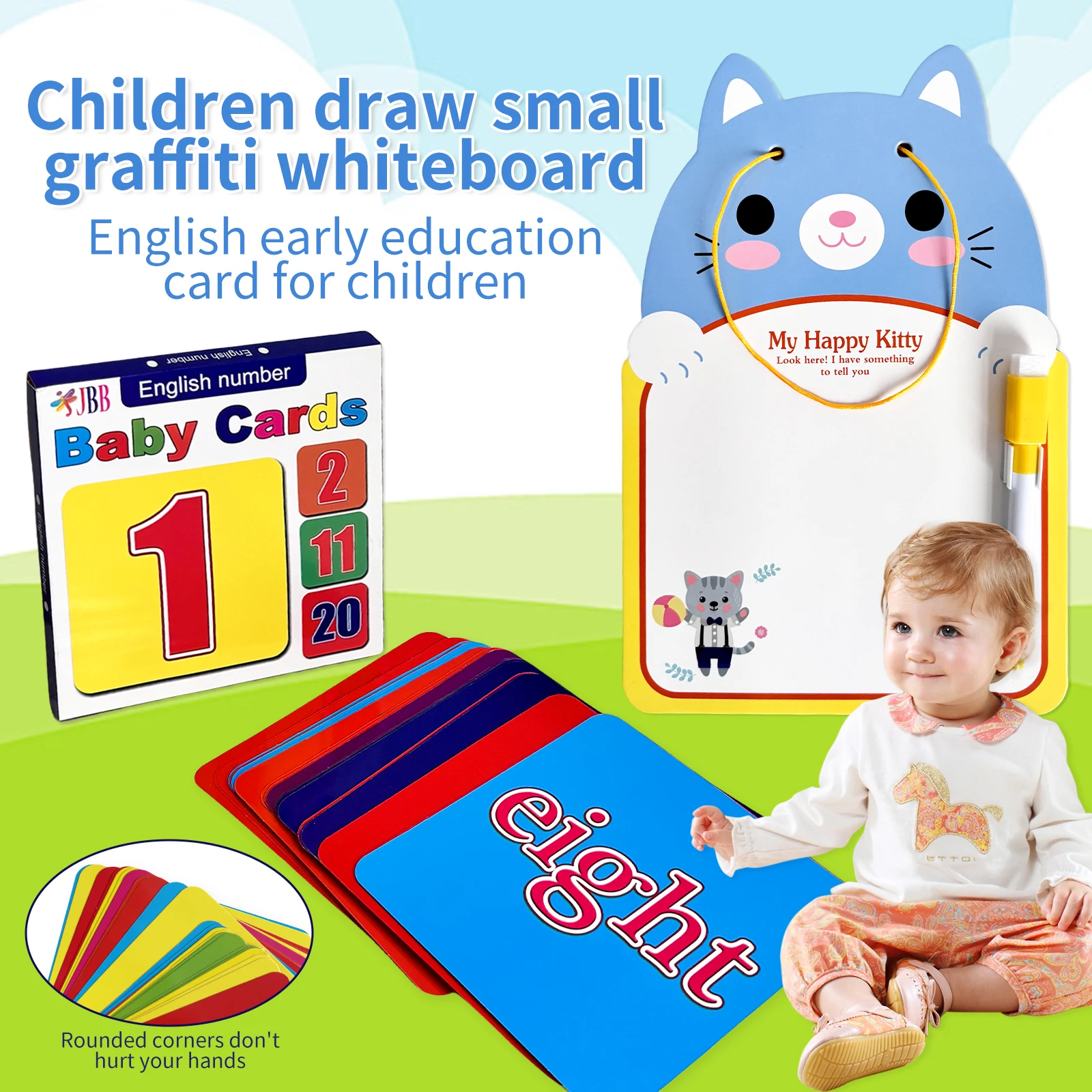 Set di lavagne Graffiti per bambini + flashcard con numeri inglesi - Apprendimento precoce dei bambini