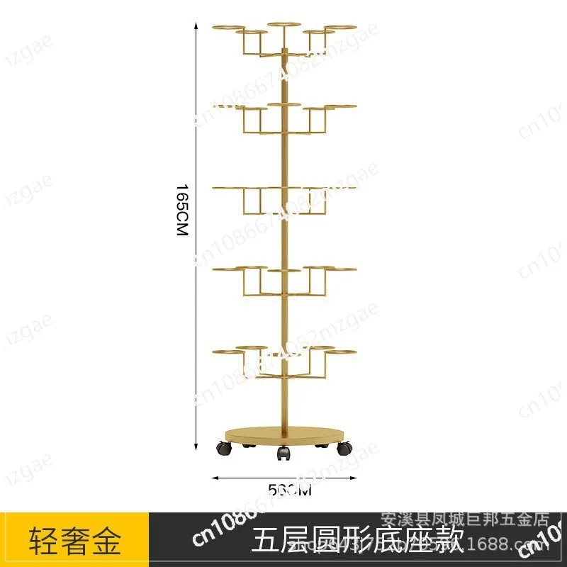 Multi-layer hat hanger display rack,  holder mobile clothing store floor-to-ceiling  rack, sun  storage
