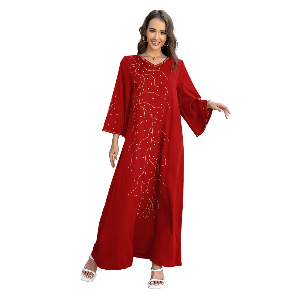 Vestido de fiesta Abaya musulmán para mujer, Abayas con cordones de diamantes árabes, vestidos largos, bata elegante para mujer, vestido de Ramadán
