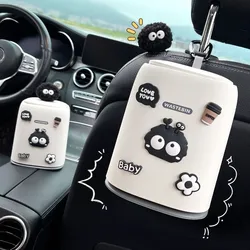New Car Trash Can Cartoon Cute Coal Ball Puppy Hanging Rear Storage Bucket Car Storage Bucket Decorations Interior Accessories