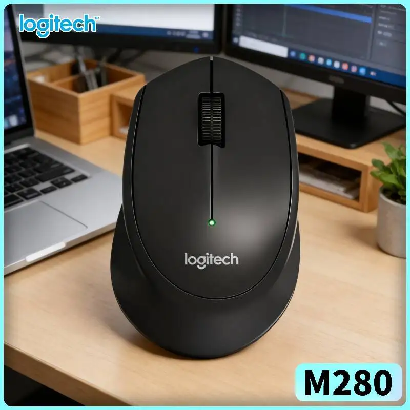 Logitech M280 Ergonomic Wireless Mouse Firm Textured Grips 2.4GHz Nano Dongle 10m Range for Home Linux PC Mac