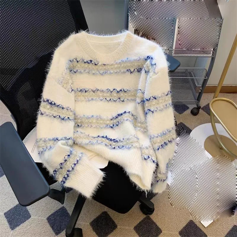 

Women's Clothing Striped loose slimming sweater 021