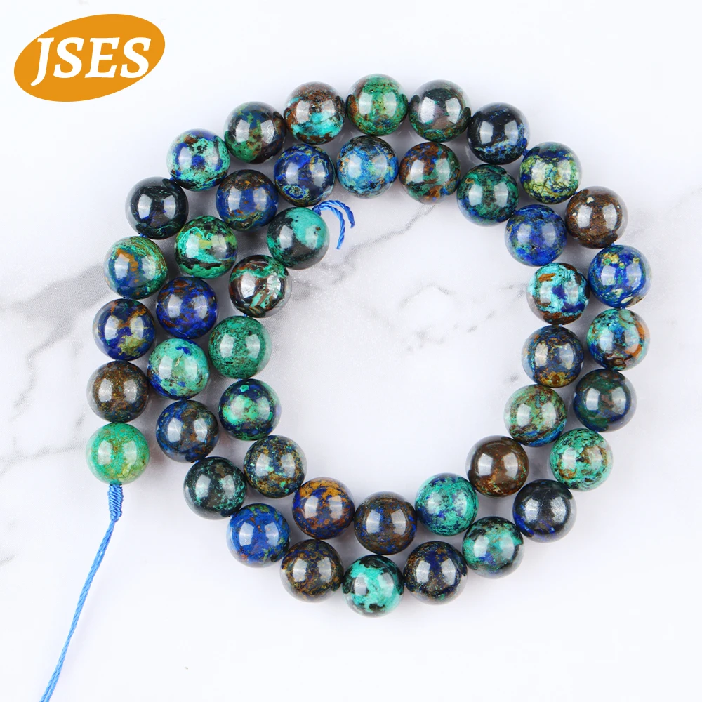 Clearance Natural Azurite Chrysocolla 15‘’ Strand Beads for Jewelry Making Bracelets Necklace Wholesale DIY Beads Accessories