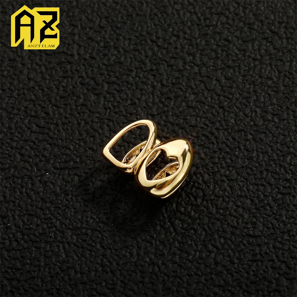 Anztilam Double Hollow Out Teeth Grillz Iced Out Grill Tooth Men Women Hip Hop Grills Caps Brass Fashion Jewelry Free Shipping