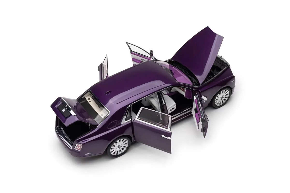 Original Factory 1:18 Phantom VIII Pearl Purple Simulation Limited Edition All Open Alloy Metal Static Car Model Toy Gift