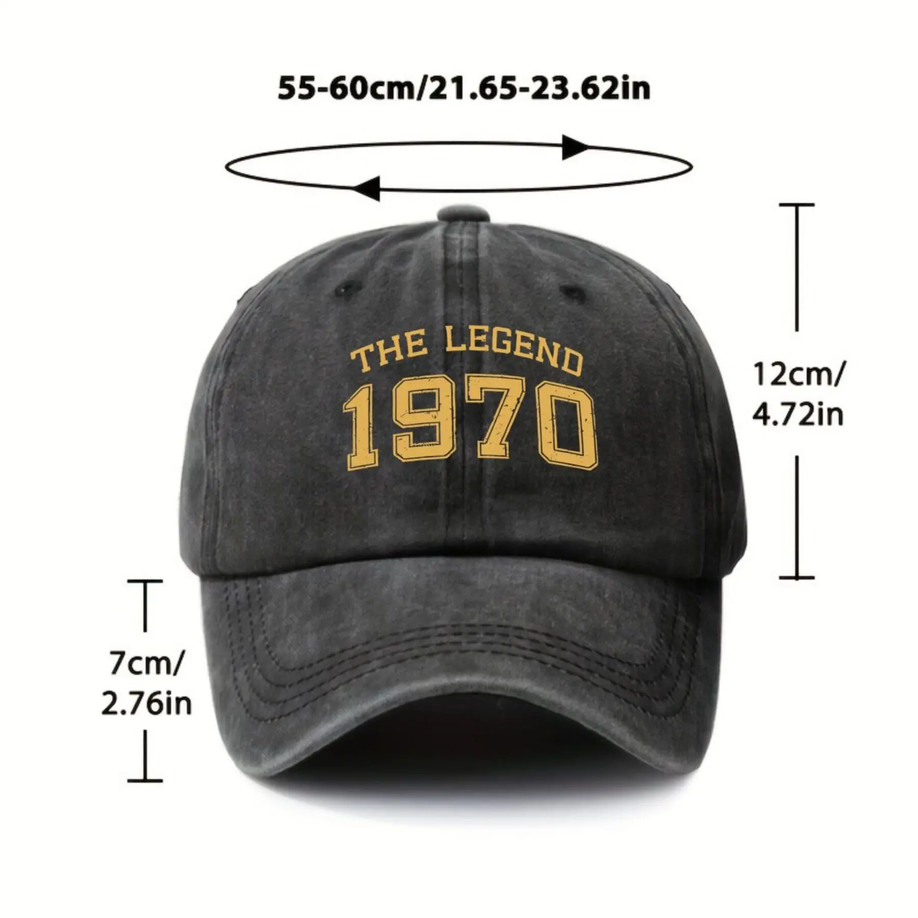 1970 Legend Vibe Vintage Washed Distressed Duckbill Cap - Retro Baseball & Golf Hat Suitable for &, Adjustable Lightweight Breat