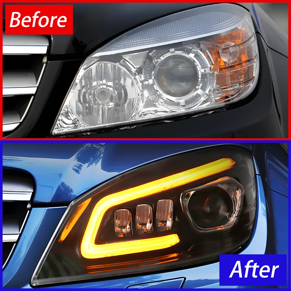 Car Front Lamps for Benz C200 C260 C300 2007-2010 W204 Auto Headlight Assembly Upgrade LED Angel Eyes Projector Lens Accessories