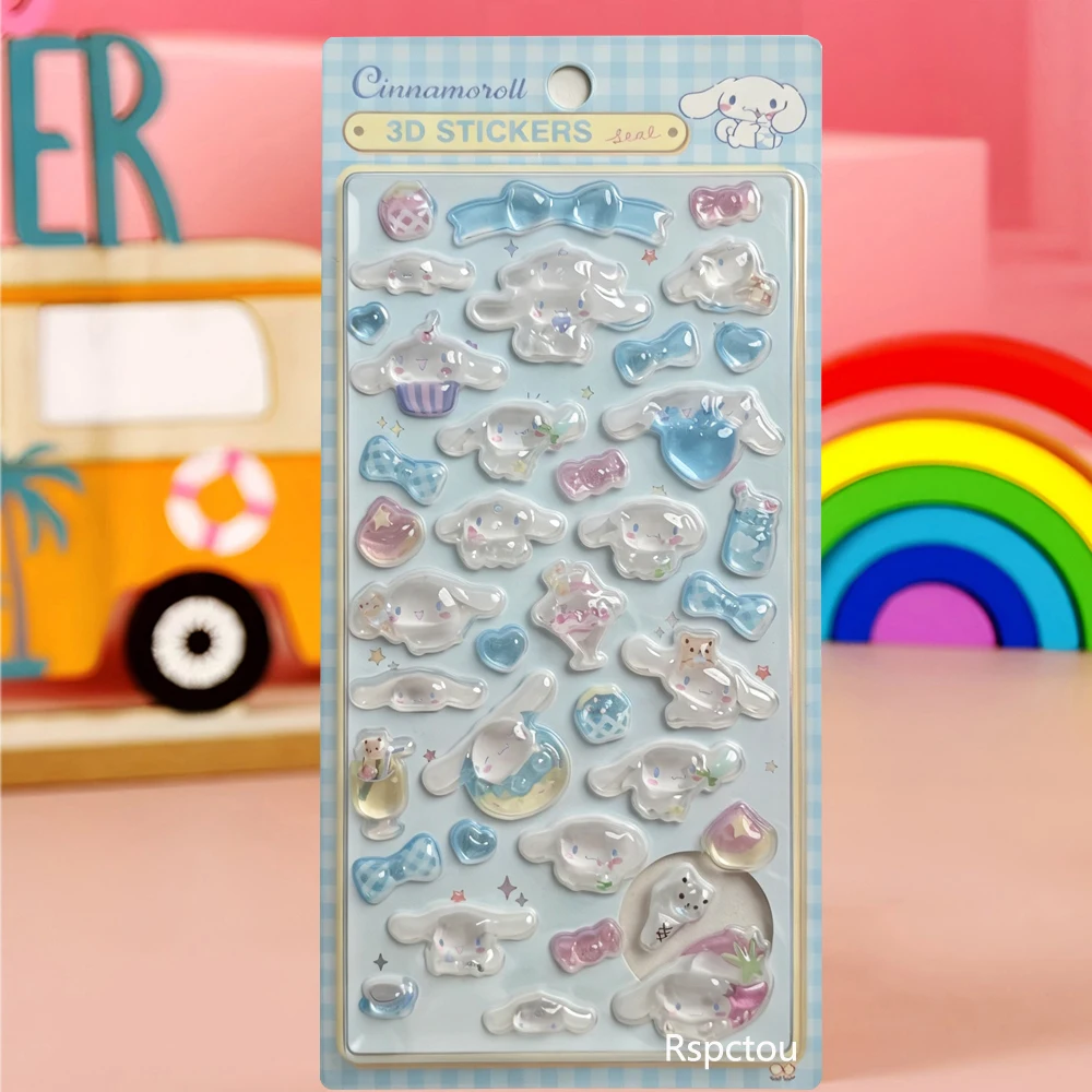 1 Stück Niedliche Kuromi Melody 3D Stereoskopische Relief-Kristallaufkleber DIY Handy Scrapbook Gepäck Lustige Cartoon-Aufkleber Dekoration Spielzeug – Detail 5