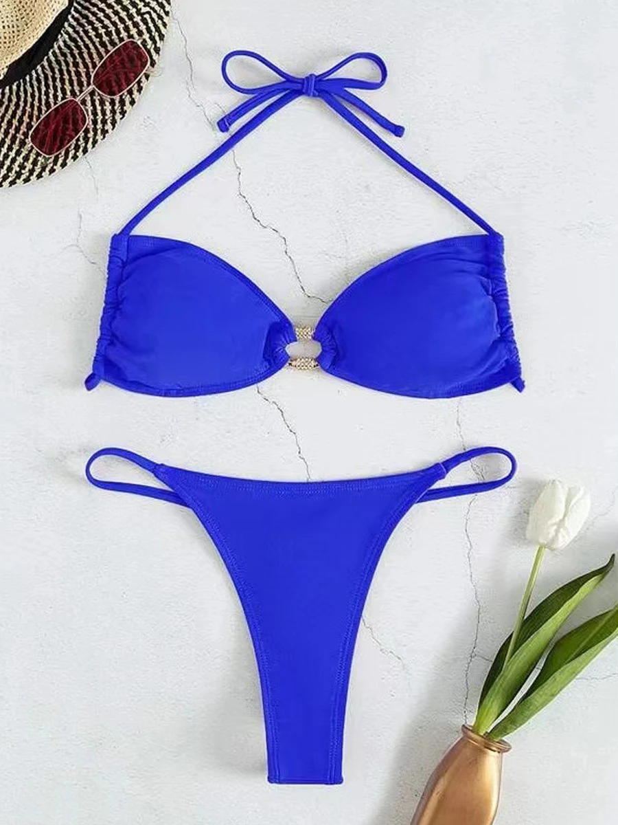 Thong Bikinis 2023 Women Solid Swimsuit Women Sexy String Swimwear Female Beachwear Bathers Bathing Swimming Swim Suit